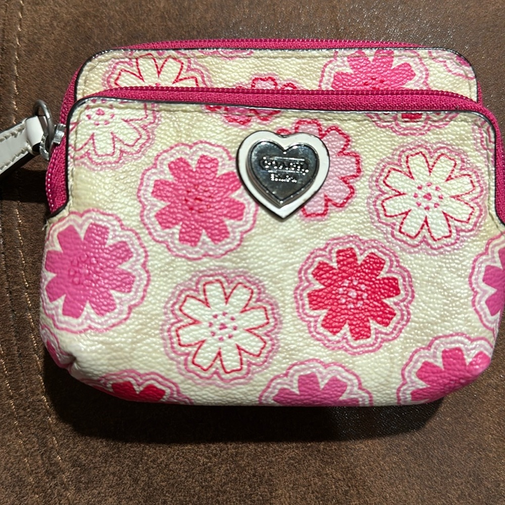 Coach Waverly Pink Floral Small Wallet
